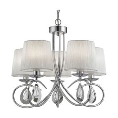 Searchlight 1025-5CC Angelique Ceiling Pendant Light with Faux Silk Shades