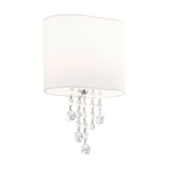 Searchlight 1051-1CC Nina 1 Light Wall Lamp Glass And Fabric Shade