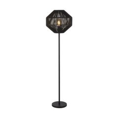 Searchlight 11202-1BK Floor Light 1 E27 GLS In-Line Switch Wicker Shade 60W 1320x410x410mm Black