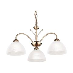 Searchlight 1133-3AB Milanese Ceiling Fitting E14 c/w Alabaster 3x60W 26x56cm Antique Brass