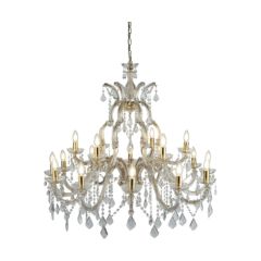 Searchlight 1214-18 Marie Therese Chandelier E14 Ceiling Fitting c/w Crystal Glass Droplets 18x60W 90x95cm