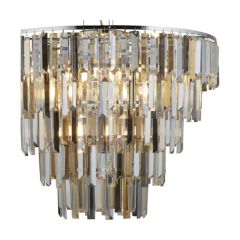 Searchlight 1229-9CC Clarissa 9Lt Chrome Pendant With Clear/Amber/Smokey Crystal Prism Drops