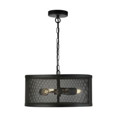 Searchlight Fishnet 3 Light Ceiling Pendant In Matt Black