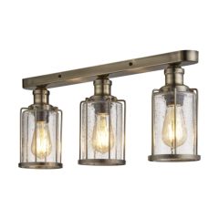 Searchlight Pipes 3 Light Semi Flush Ceiling In Antique Brass