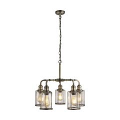 Searchlight 1265-5AB Pipes 5 Light Ceiling Pendant In Antique Brass