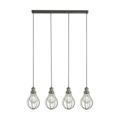Searchlight 1384-4PW Balloon Cage 4 Light Linear Pendant In Pewter