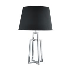 Searchlight 1533CC-1 York Table Lamp Crossed Frame, Chrome, Black Tapered Shade