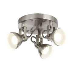 Searchlight 1543SS Focus GU10 LED 3 Light Industrial Spotlight 3x10W 17x30cm Satin Silver