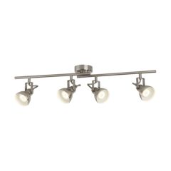 Searchlight 1544SS Focus GU10 LED 4 Light Industrial Spotlight Split Bar 4x10W 16x81cm Satin Silver
