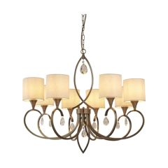 Searchlight 1608-8AB Alberto Eight Light Ceiling Pendant In Antique Brass And Crystal With Shades