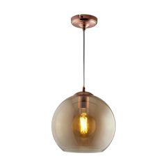 Searchlight 1635AM Balls One Light Ceiling Pendant In Antique Brass And Amber Glass Width: 350mm