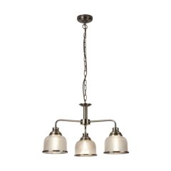 Searchlight 1683-3AB Bistro II Three Light MultiArm Ceiling Light, Antique Brass With Glass Shades