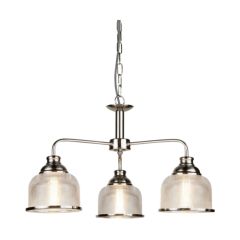Searchlight Bistro II Three Light MultiArm Ceiling In Satin Silver With Glass Shades