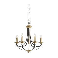 Searchlight 1845-5BZ Belfry 5 Light Ceiling Pendant In Bronze And Brown