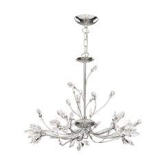 Searchlight 1885-5CC Hibiscus Pendant G9 Crystal Ceiling Fitting Petals Flower Bud Glass 5x60W 40x52cm Chrome