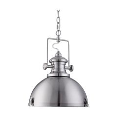 Searchlight Industrial One Light Pendant In Satin Silver With Acrylic Diffiuser