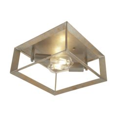 Searchlight Heaton 2 Light Flush Ceiling In Brushed Silver Gold