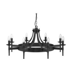 Searchlight 2428-8BK 8 Light Wrought Iron Cartwheel