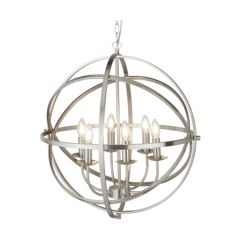 Searchlight 2476-6SS Orbit Six Light Ceiling Pendant In Satin Silver