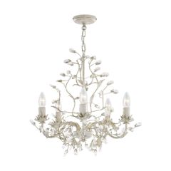 Searchlight 2495-5CR Almandite 5 Light Cream & Gold Chandelier