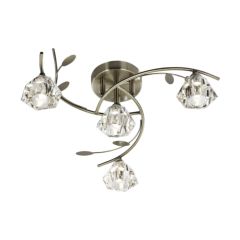 Searchlight 2634-4AB Sierra 4 Light Semi Flush Ceiling Antique Brass