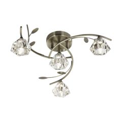 Searchlight Sierra 4 Light Semi Flush Ceiling Antique Brass