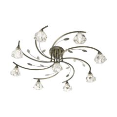 Searchlight Sierra 9 Light Semi Flush Ceiling Antique Brass