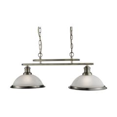 Searchlight 2682-2AB Bistro 2 Light Ceiling Bar Pendant Antique Brass