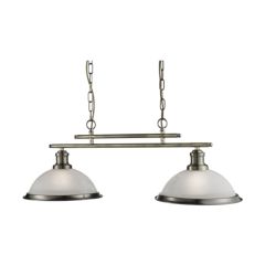 Searchlight Bistro 2 Light Ceiling Bar Pendant Antique Brass