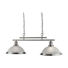 Searchlight Bistro 2 Light Ceiling Bar Pendant Silver