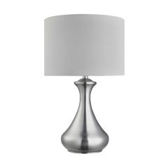 Searchlight 2750SS Touch Lamp Satin Silver, White Shade
