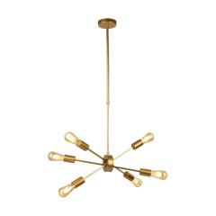 Searchlight 2906-6GO Alpha 6 Light Ceiling Pendant In Matt Gold