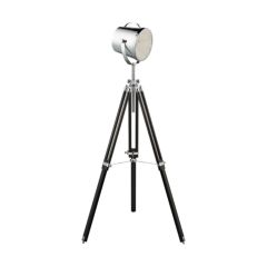 Searchlight 1 Light Stage Floor Lamp In Chrome And Black With Shade -Height: 1500mm