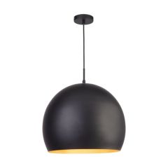 Searchlight 3039BK Industrial Pendant 1 Light Ceiling In Black And Gold Dia: 420mm