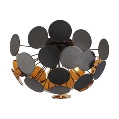 Searchlight 3073-3BG Discus Semi-Flush 3 Lgt E14 Candle Ceiling Fitting 40W 270x520mm Black/Gold