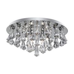 Searchlight 3306-6CC Hanna G9 Flush c/w Crystal Trimming Ceiling Fitting 6x40W 20x45cm Chrome