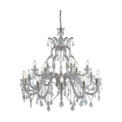 Searchlight 3314-18 Marie Therese E14 c/w Crystal Drops Ceiling Fitting 18x60W 94x98cm Chrome
