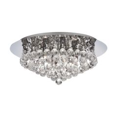 Searchlight 3406-6CC Hanna G9 Flush c/w Crystal Trimming Ceiling Fitting 6x40W 19x45cm Chrome
