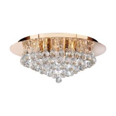 Searchlight 3406-6GO Hanna G9 Flush c/w Crystal Trimming Ceiling Fitting 6x40W 19x45cm Gold
