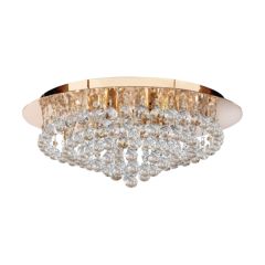Searchlight 3408-8GO Hanna G9 Flush c/w Crystal Trimming Ceiling Fitting 8x40W 20x55cm Gold