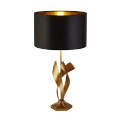 Searchlight 35102GO Breeze 1Lt Table Lamp, Painted Gold, Black Shade With Gold I
