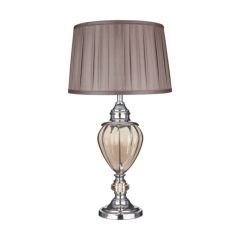 Searchlight 3721AM Greyson Table Lamp Amber Glass Urn/With Brown Pleated Tapered Shade