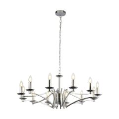 Searchlight 41312-12CC Infinity 12 Light E14 Candle Chandelier c/w Crystal Glass Detail 12x40W 1500x880mm Chrome