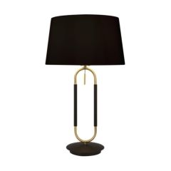 Searchlight 41431SB Jazz 1Lt Table Lamp, Satin Brass And Black, Black Velvet Sha
