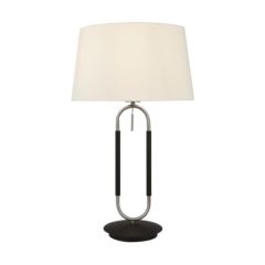 Searchlight 41431SS Jazz 1Lt Table Lamp, Satin Silver And Black, White Velvet S