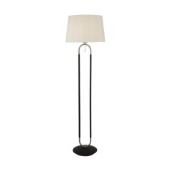 Searchlight 41432SS Jazz 1Lt Floor Lamp, Satin Silver And Black, White Velvet Sh