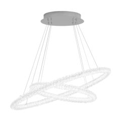 Searchlight Circle Looped Ceiling Pendant Light In Chrome And Crystal Glass Width: 830mm