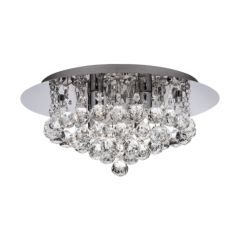 Searchlight 4404-4CC-LED Hanna Four Light Flush Ceiling In Chrome With Glass Ball Decoration