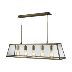 Searchlight 4614-5AB Voyager 5 Light Linear Ceiling In Antique Brass