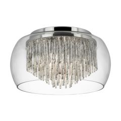 Searchlight 4624-4CC Curva 4 Light Flush Ceiling In Chrome And Clear Glass